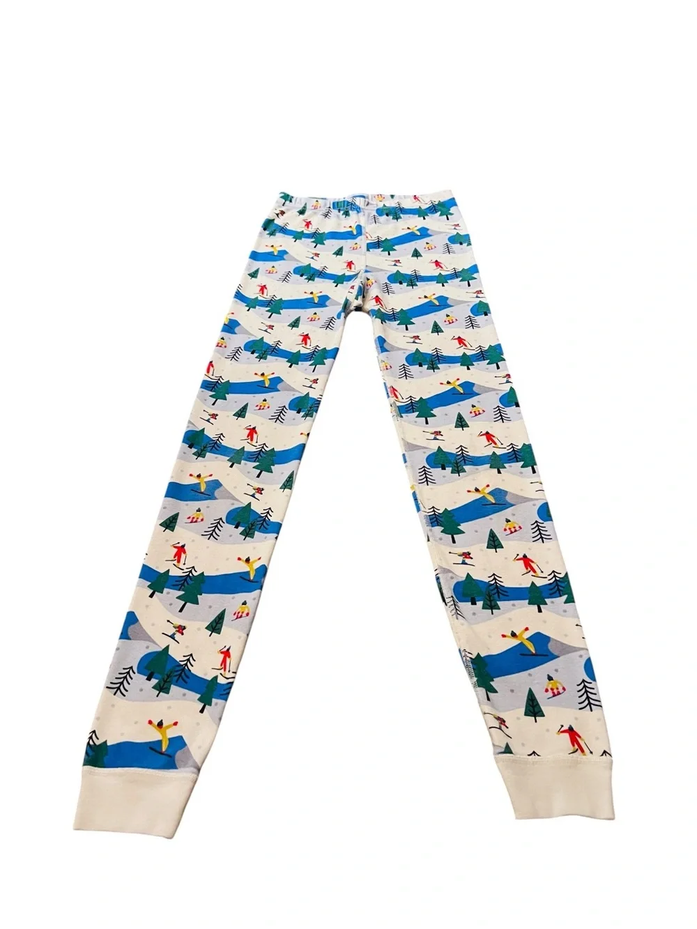 Hanna Andersson White and Blue Ski Print Kids Pajama Set Size 14